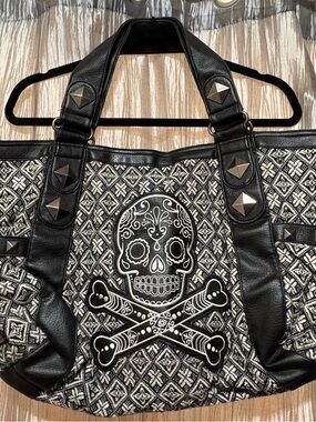 Loungefly Black and White Sugar Skull Tote